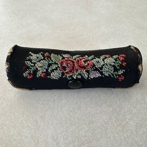 Ecto-o-Prym vintage multicolor needlepoint cross stitch lipstick holder case